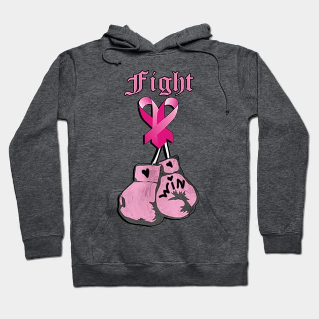 Breast Cancer Awareness Gifts: Inspirational quotes, Fight Pink Ribbon and Distressed Boxing Gloves Breast Cancer Awareness Hoodie by tamdevo1